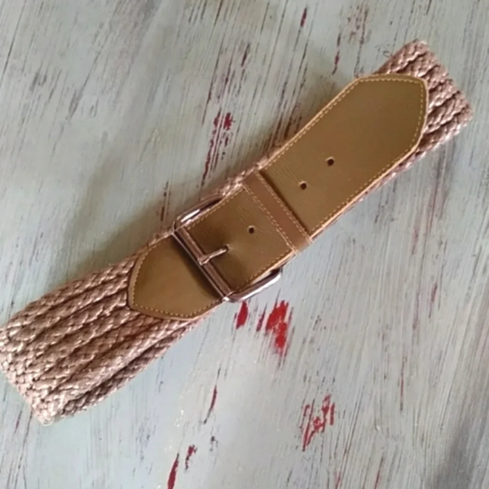 Leather and woven chord belt